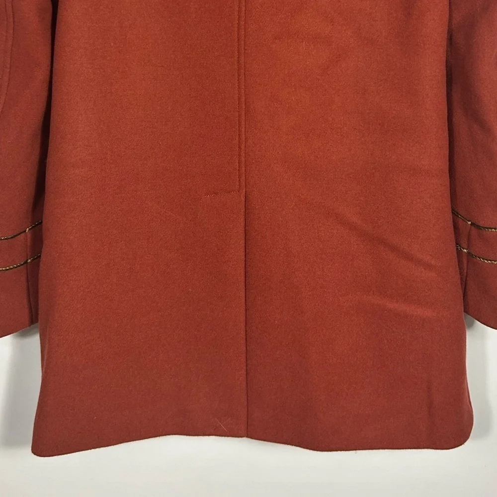 FREE PEOPLE SEDGWICK Red Wool Military Peacoat Double Breasted Fur Collar Sz.XS
